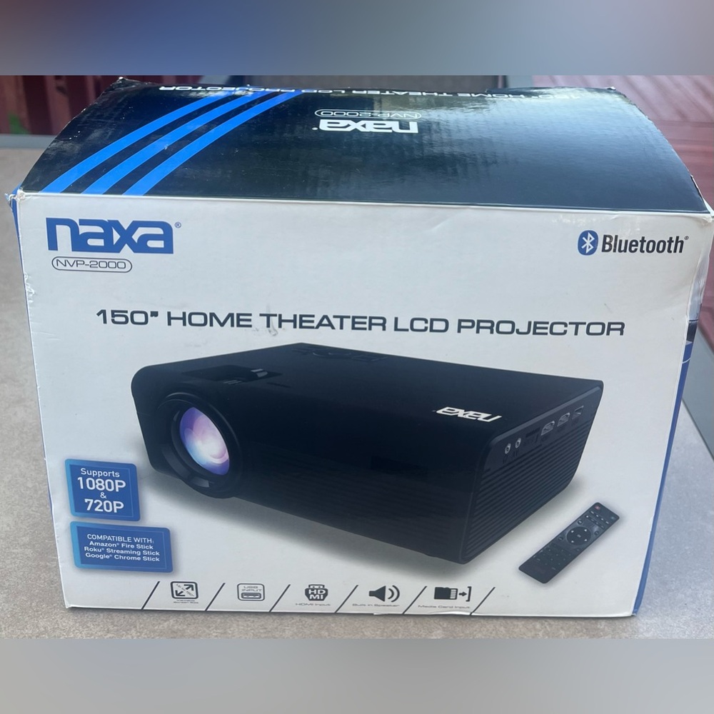 NAXA -2000 150” Hone Theater LCD Projector,resolution 1280x720, remote, adaptor